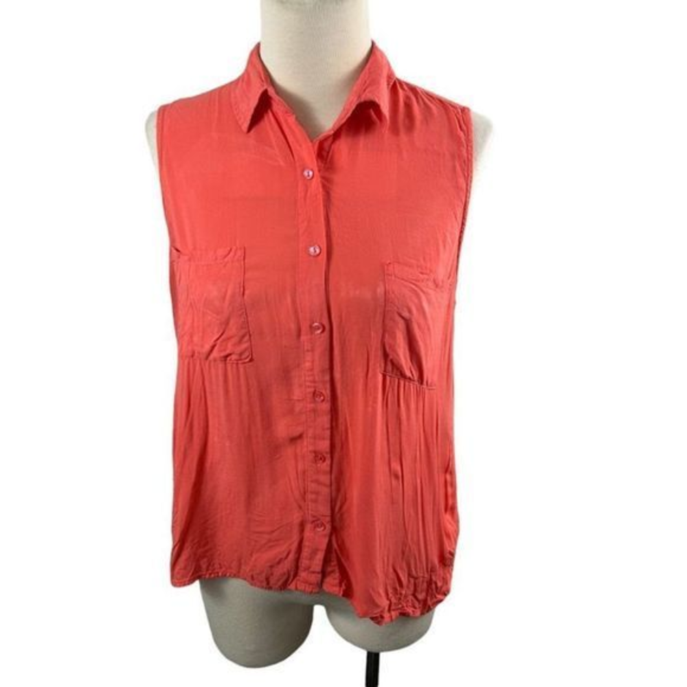 🌿4/$30🌿 BLUENOTES‎ Pink Sleeveless Button Down Shirt (M)